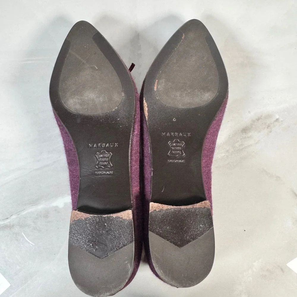Margaux The Pointe Ballet Flat Purple Fabric Leather Sole Handmade‎ Quiet Luxury